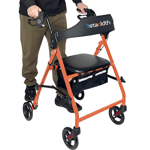 Retaoldth Foldable Rollator Walker with Seat for Seniors