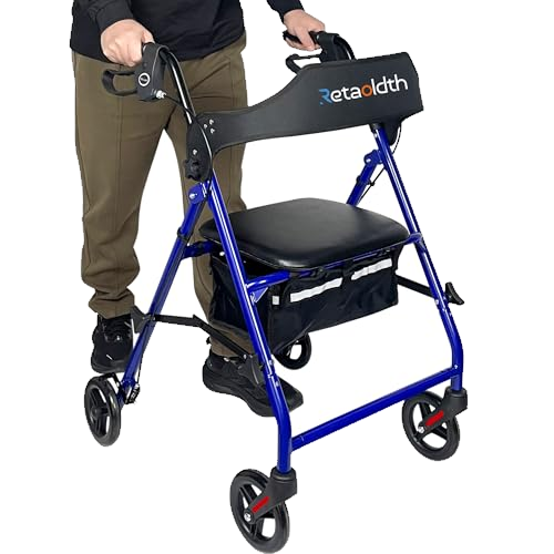 Retaoldth Foldable Rollator Walker with Seat for Seniors